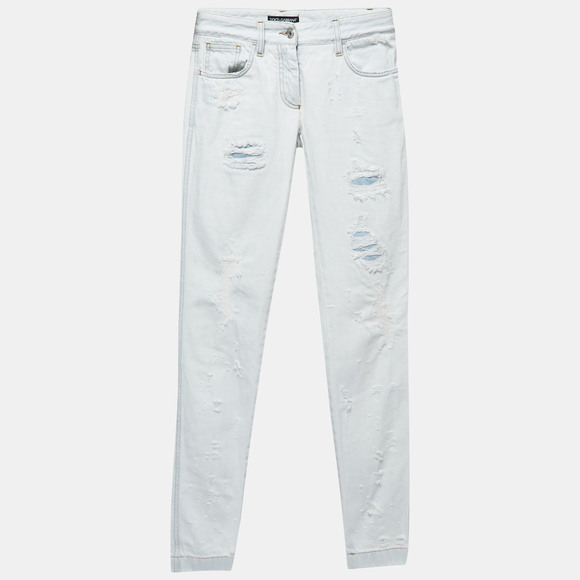 Dolce & Gabbana Blue Distressed Washed Logo GRACE Denim Jeans main image 1
